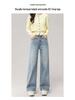 Damen 2026 Slimming High Waist Blue Wide Leg Straight Jeans