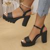 Fashion Plus Size Fashion High Heels Sandals Women Hollow Out Weaving Platform Sandles Woman Summer Buckle Strap Thick Heeled Sandalias