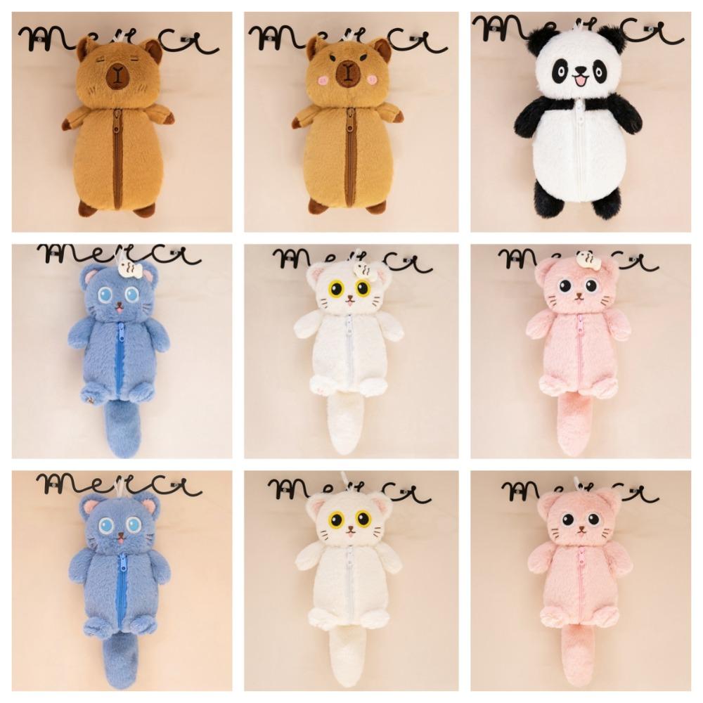 Cat Kitty Stationery Bag Large Capacity Cartoon panda Pencil Case Plush Capybara Pen Bag Girl Gift
