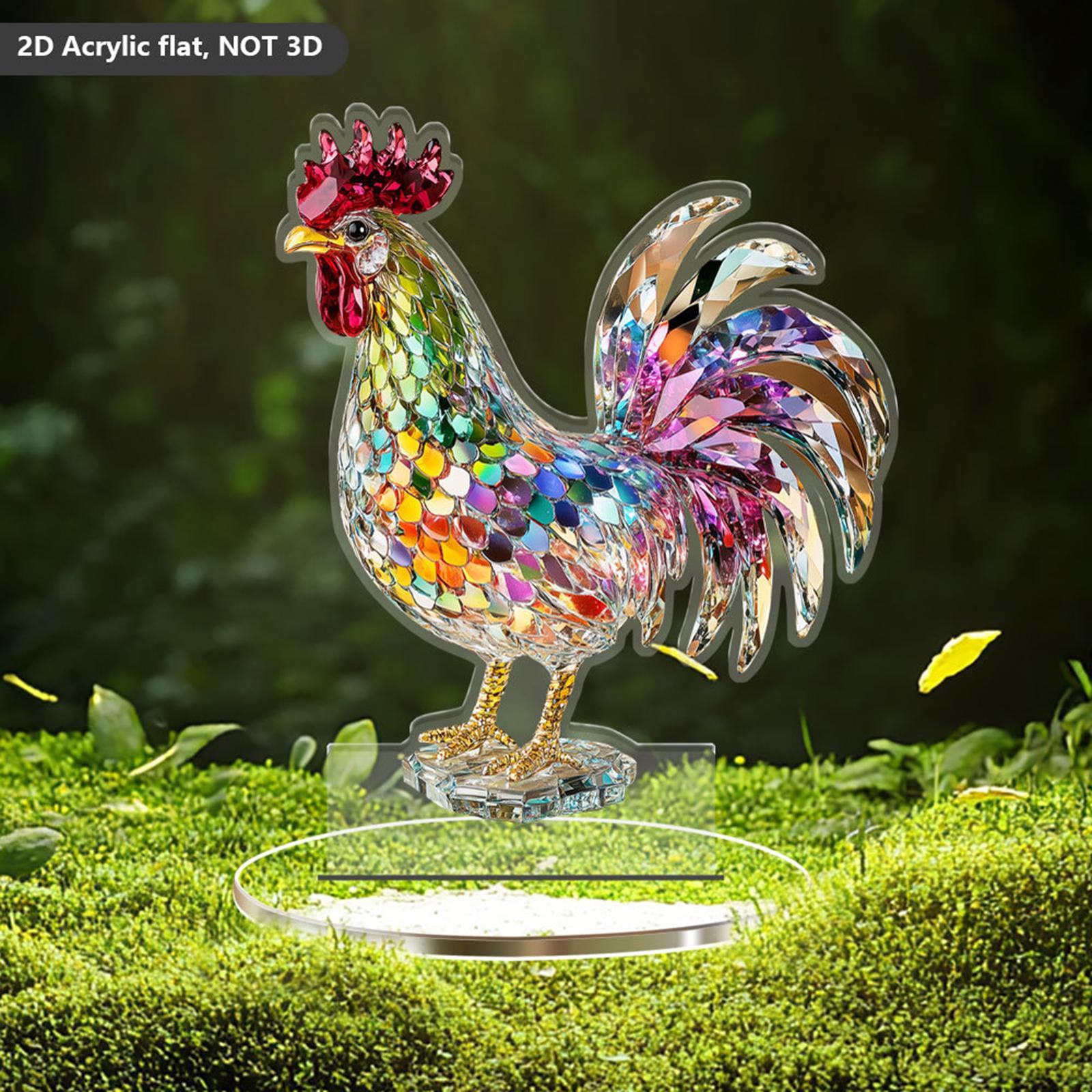 

2D Colorful Chicken Decor ,Acrylic Desktop Plaque, Tabletop Sign ,Ornament for Home Style B