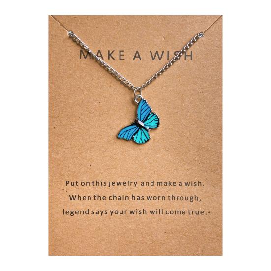 Naszyjnik dla kobiet Żywy wykwintny gładki brzeg polerowany kształt motyli randkowy łańcuszek na szyję