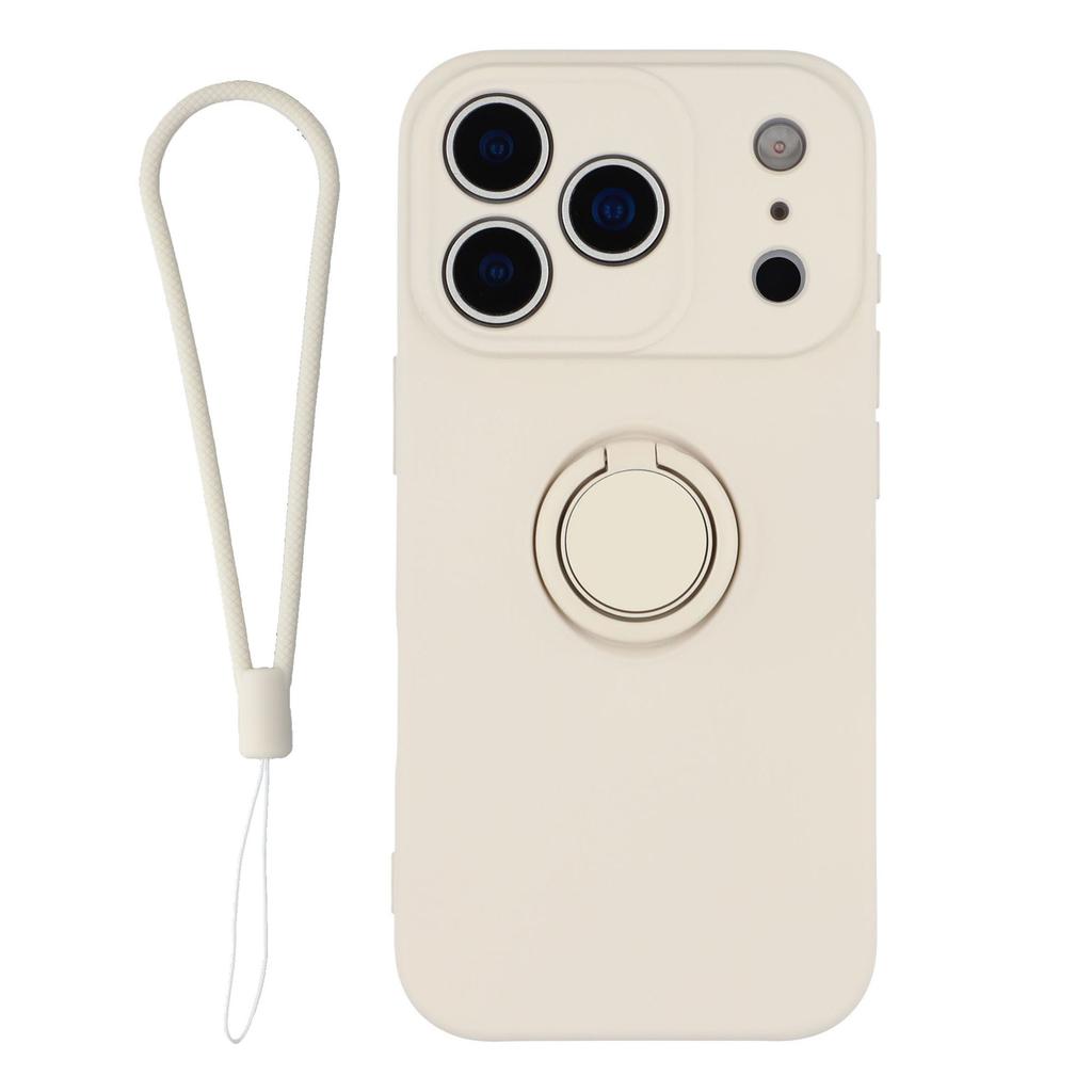 For iPhone 17 Pro Silicone Case with Strap Ring Kickstand Phone Cover