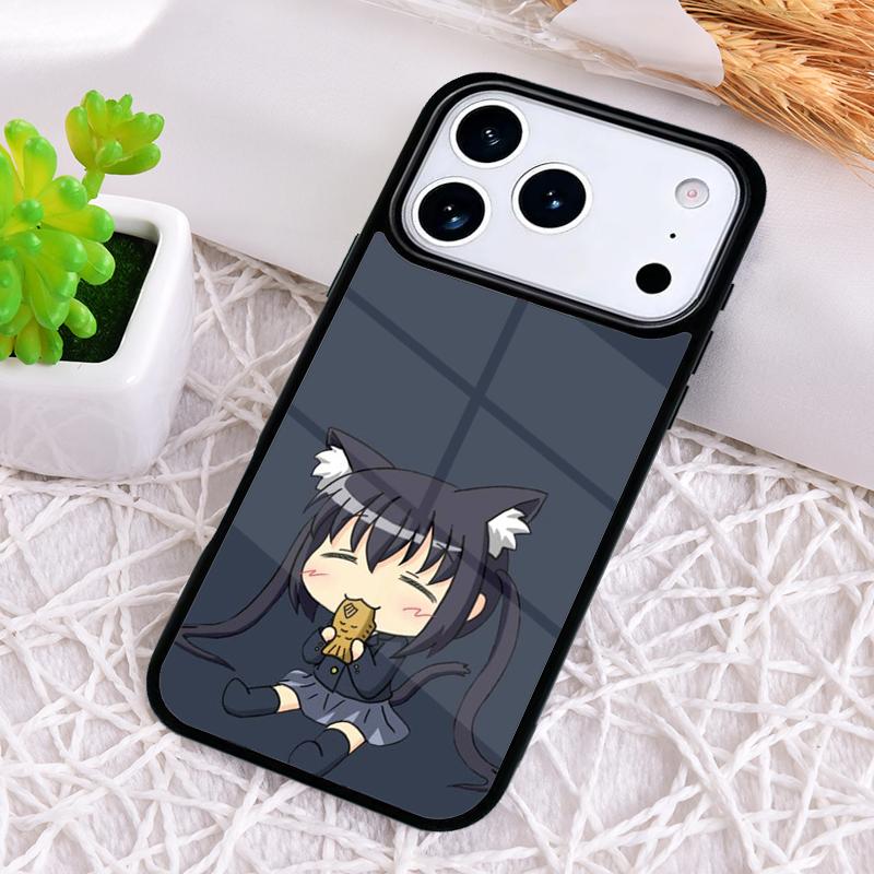 Anime Cat Girl Phone Case for iPhone 17 Air 16 15 11 12 14 13 Pro Max Shockproof Cover