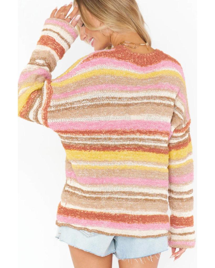 Azura Exchange Striped Knit Drop Shoulder Sweater