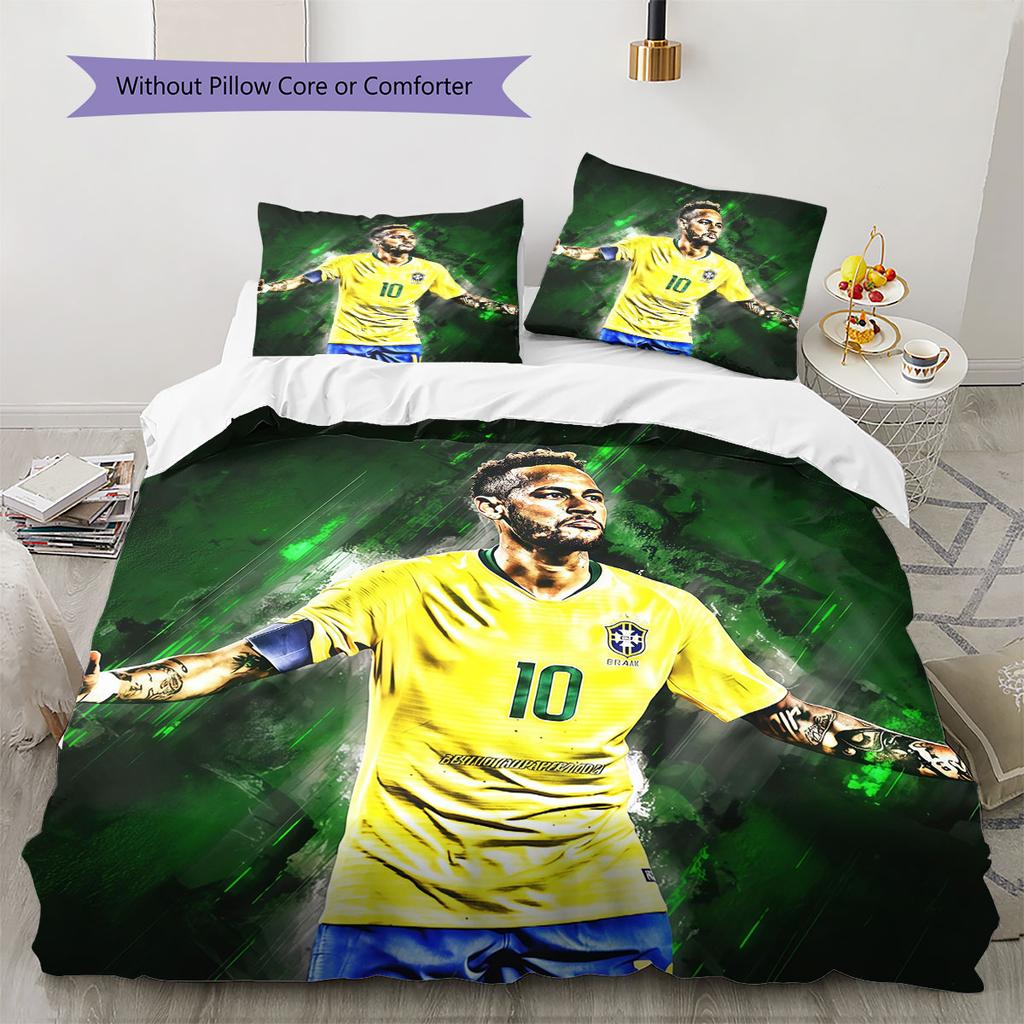 Neymar Pattern Bedding,Quilt Set Quilt Cover Pillowcase Home Birthday Gift(1 * duvet cover + 2 * pillowcase, without core)