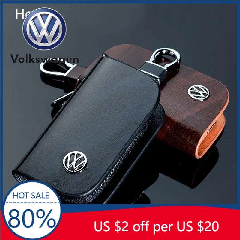 Pentru VW Volkswagen Jetta MK5 Golf Husa din Piele cu Logo Auto pentru Cheie Breloc Geantă de Protecție pentru Volkswagen Passat Santana Tiguan S