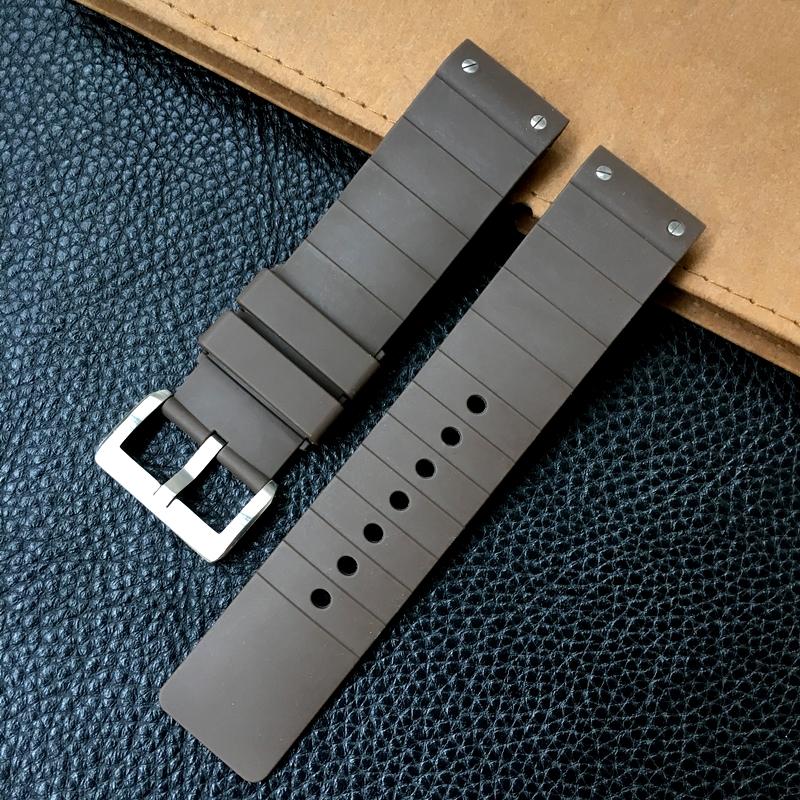 23mm Schwarz Braun Weiß Grau Gummi Silikon Uhrenarmband Für Cartier Santos Tank Nadel Schnalle Armbanduhr Armband Armbänder herren