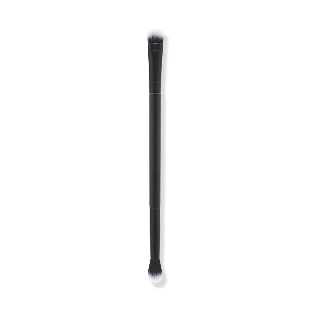 HMU Custom Logo Black 5PCS Synthetic Hair Wooden Handle Double Ended Eyeshadow Blending Eyebrow Powder Foundation Makeup Brush