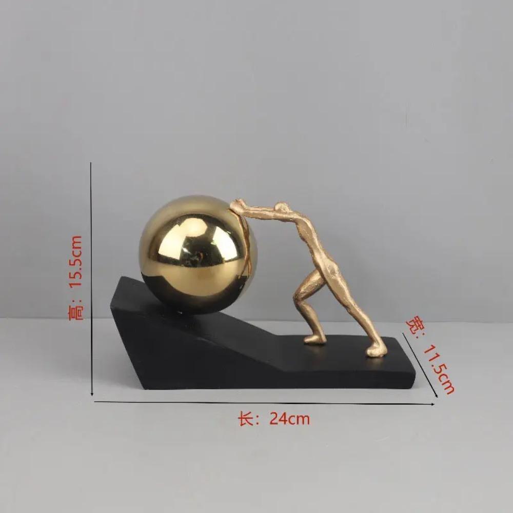 Pushing The Ball Character Resins Sculpture Desk Decoration Ornaments Mythical Figures Sisyphus Pushed The Rolling Stone Statue