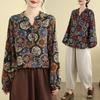 Chinese Style Artistic Retro Cotton Linen Long Sleeved T-shirt Women's Spring Autumn Clothing Loose Base Shirt