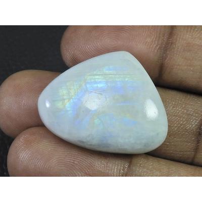 23X29X07 MM Natural Rainbow Moonstone Pear Cabochon Loose Gemstone 52Cts. C-1598