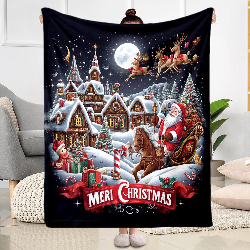 Merry Christmas Santa Claus Blankets are suitable for living rooms, bedrooms, camping, and other places, making them an ideal choice for gifts.