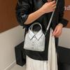Women's Korean Style Casual Shirt with Solid Color and Single Shoulder Crossbody Handbag – 2025 Fashion Trend