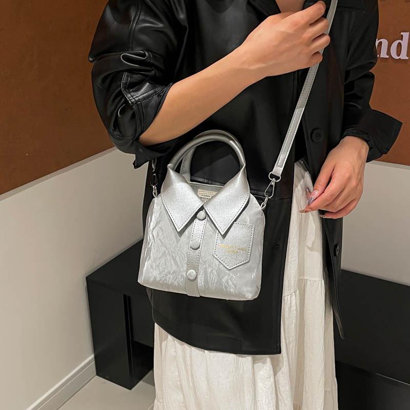 Women's Korean Style Casual Shirt with Solid Color and Single Shoulder Crossbody Handbag – 2025 Fashion Trend