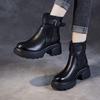 2025 Women's Genuine Leather Martin Boots - Warm, Thickened, Single Cotton Boots for Spring, Autumn, and Winter.