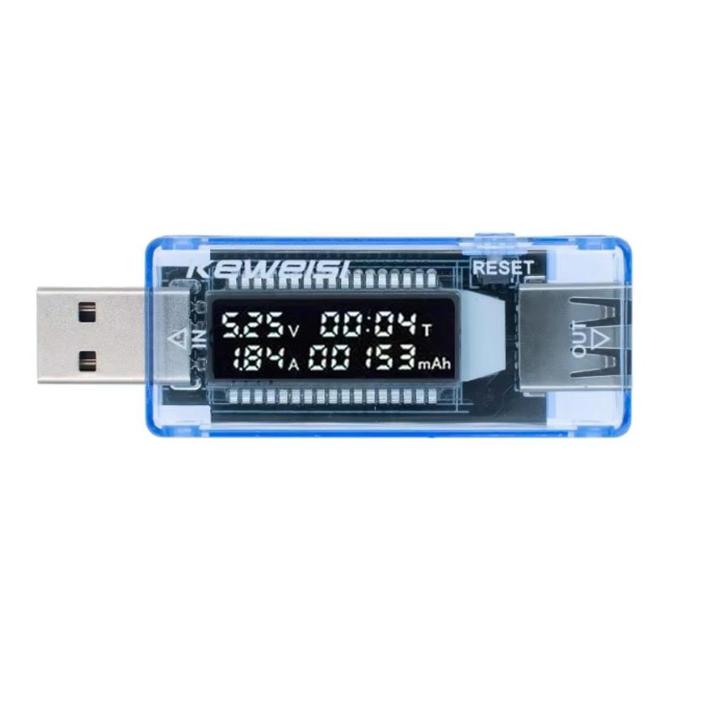 USB Tester Current Voltage Capacity Meter 4-20V 0-3A Timer KWS-V20 Blue USB Meter Portable PnP for Battery Charger Power Bank