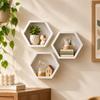 3PCS Wall-Mounted Hexagonal Suspended Storage Rack Small Hexagonal Floating Shelves Entryway