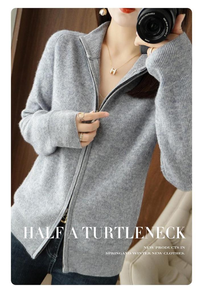 Rippstrick-Woll-Cardigan-Mantel mit Raglanärmeln - Lockere, figurformende Basisschicht für Herbst und Winter