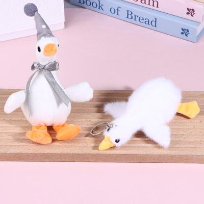 20Cm Cute Fluffy Big White Goose Pendant Plush Stuffed Animal Key Chain Bag Car Hanging Gift For Friend Festivals