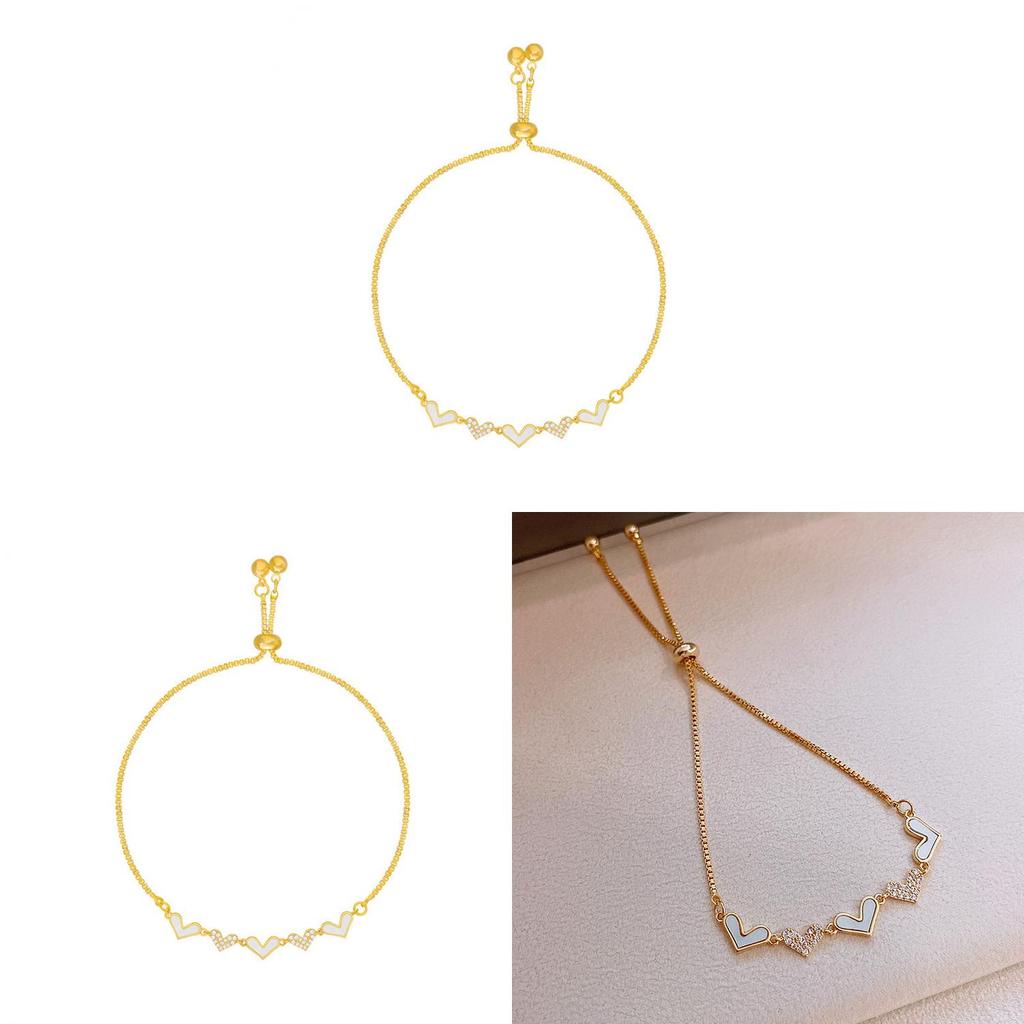 Koreanischer Stil Herz-Charms-Armband mit Zirkon-Verzierung für stilvolle Frauen
