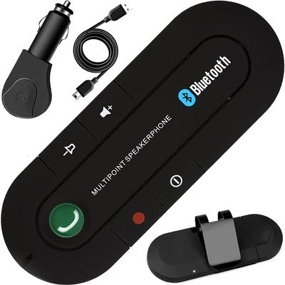 Kit manos libres Bluetooth para coche con control de volumen y escuchar música, kit manos libres con batería de hasta 16 horas compatible con iPhone, Samsung