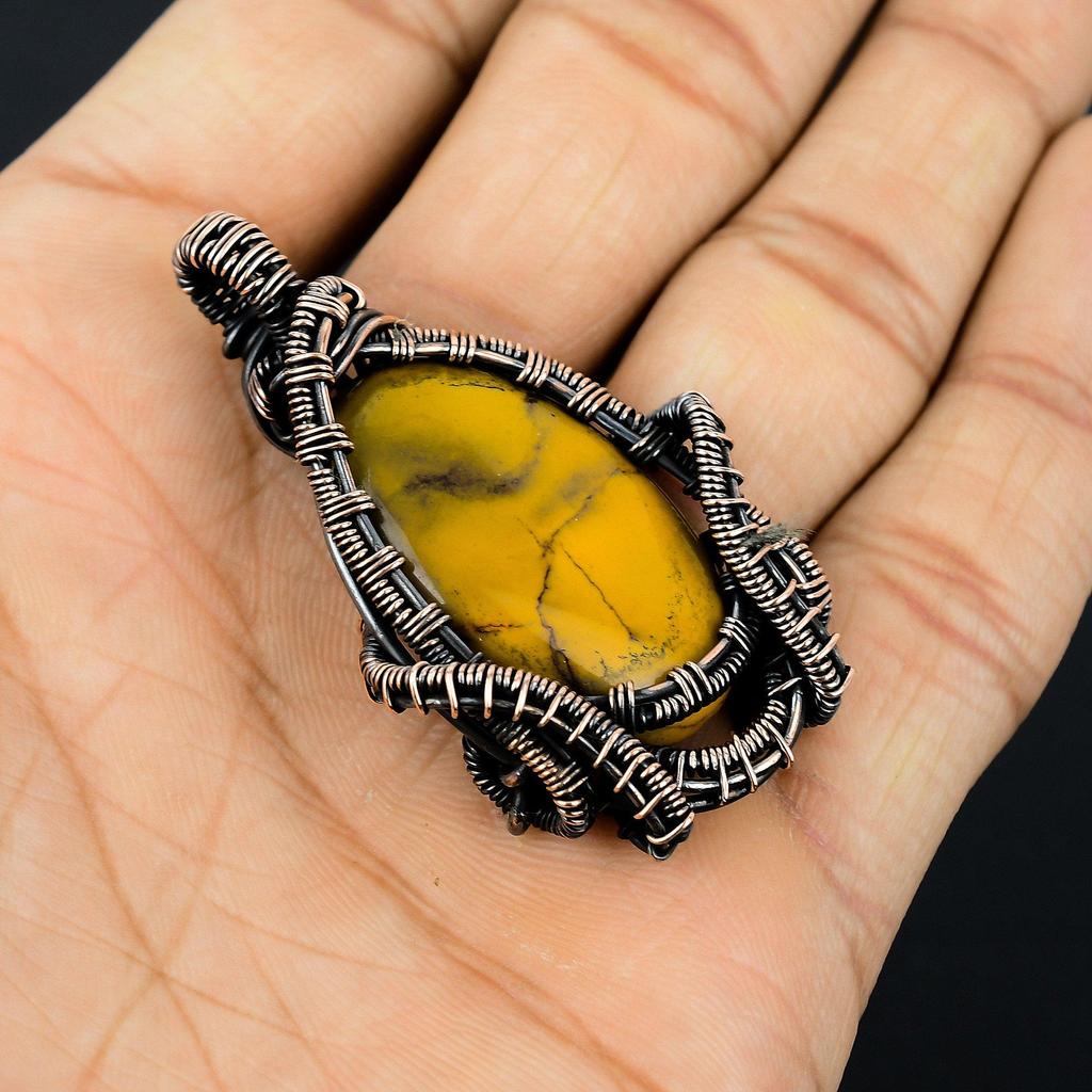 Mookaite Pendant, 999 Copper Wire Wrapped Pendant Handmade Gemstone Jewelry, Gifts For Wife Brand New Pendant