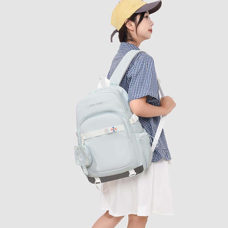 Cute Pink School Backpack with Front Pocket Casual Daypack for Girls Students Daily Use