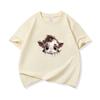 Kids Cotton T Shirt Light Spotted Baby Cow Peeking Print Crew Neck Short Sleeve Tee Casual Boys Girls Summer Tops