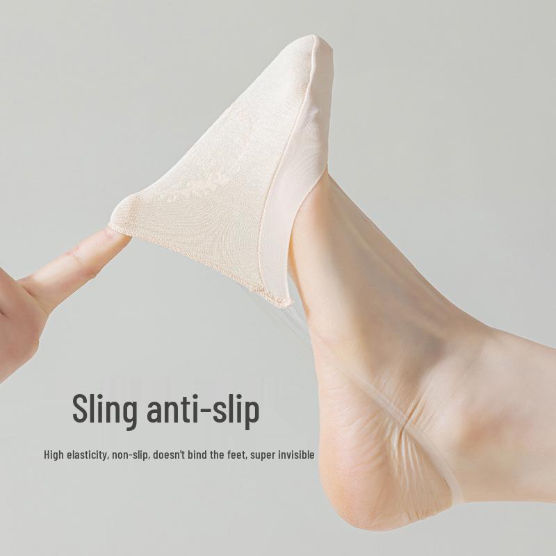 Ice Silk Half-Foot Suspender Socks - Non-slip, Sweat-Absorbing, Invisible Boat Socks for Spring & Summer High Heels