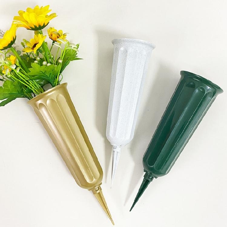 Grave Vases with Spikes Classical Design Florals Arrangements Plastic Holder for Cemetery Memorial Flowers Container