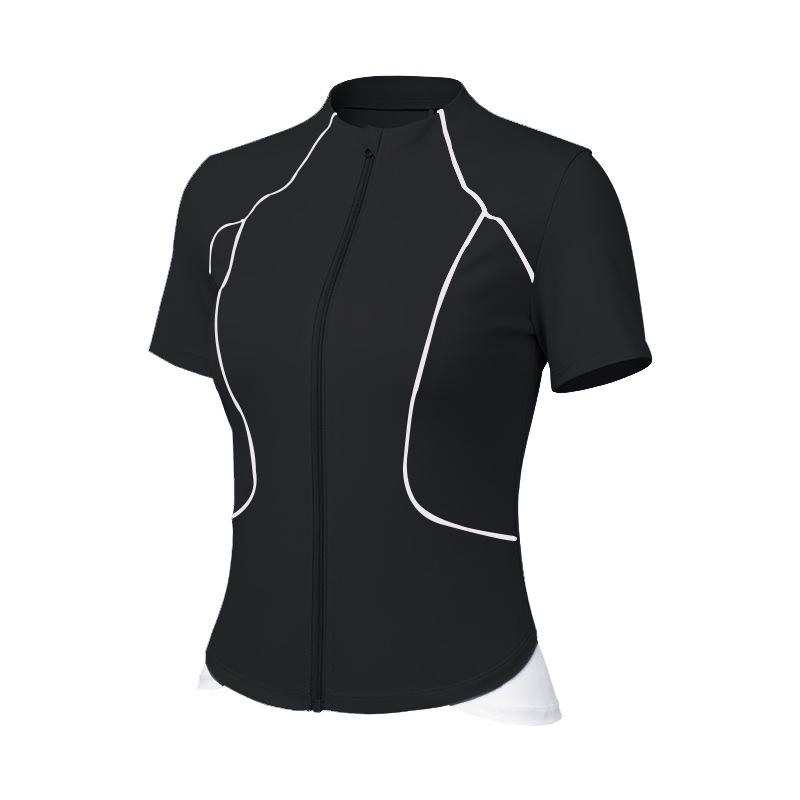 Women's Quick-Dry Short Sleeve Sports Top: Zipper Slim Fit Cycling, Yoga, Running Jacket for Summer Fitness