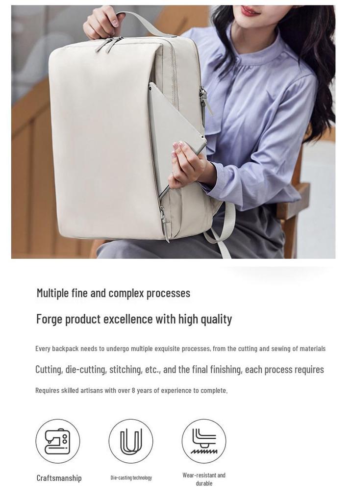 Women's Double Shoulder Large Capacity Solid Color Backpack for Business Travel & Students
