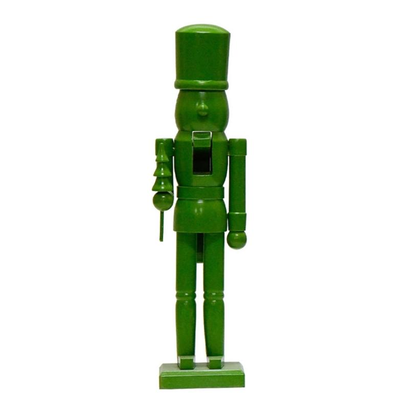 

Elegant 38CM Solid Color Walnutcracker Soldier, Wood Walnut Cracker Puppet for Home and Kitchen Decoration зелений