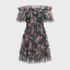 Middle Eastern Floral One-Shoulder Short Dress, Fresh and Sweet Commuter Style with Popular Embroidered Design