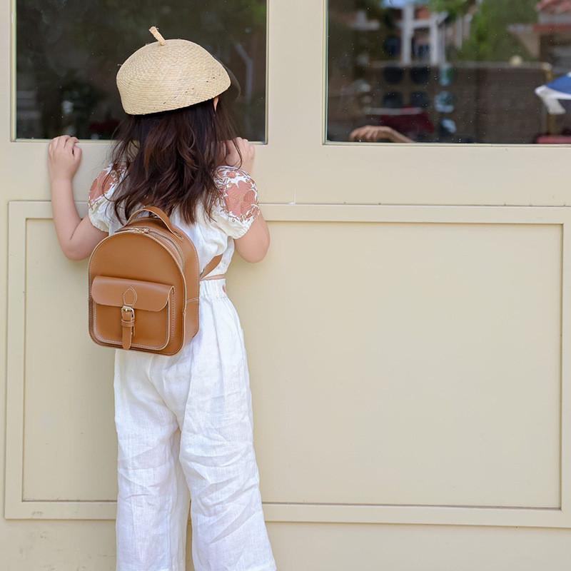 Fashionable Korean Vintage Children Backpack Charming Girls Pu Lightweight Princess Bag