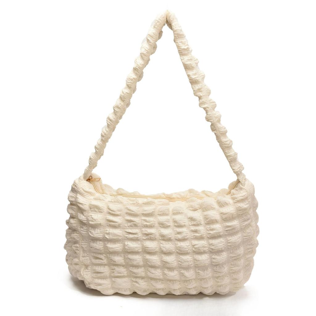 1pcs Crossbody Bag with Pleated Design Embroidered Plaid Shoulder Bag Underarm Bags Simple Large Capacity Quilted Tote Bags