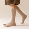 Solid Color Five Finger Stockings Coral Fleece Floor Plush Long Socks Split Toe Stockings  Autumn