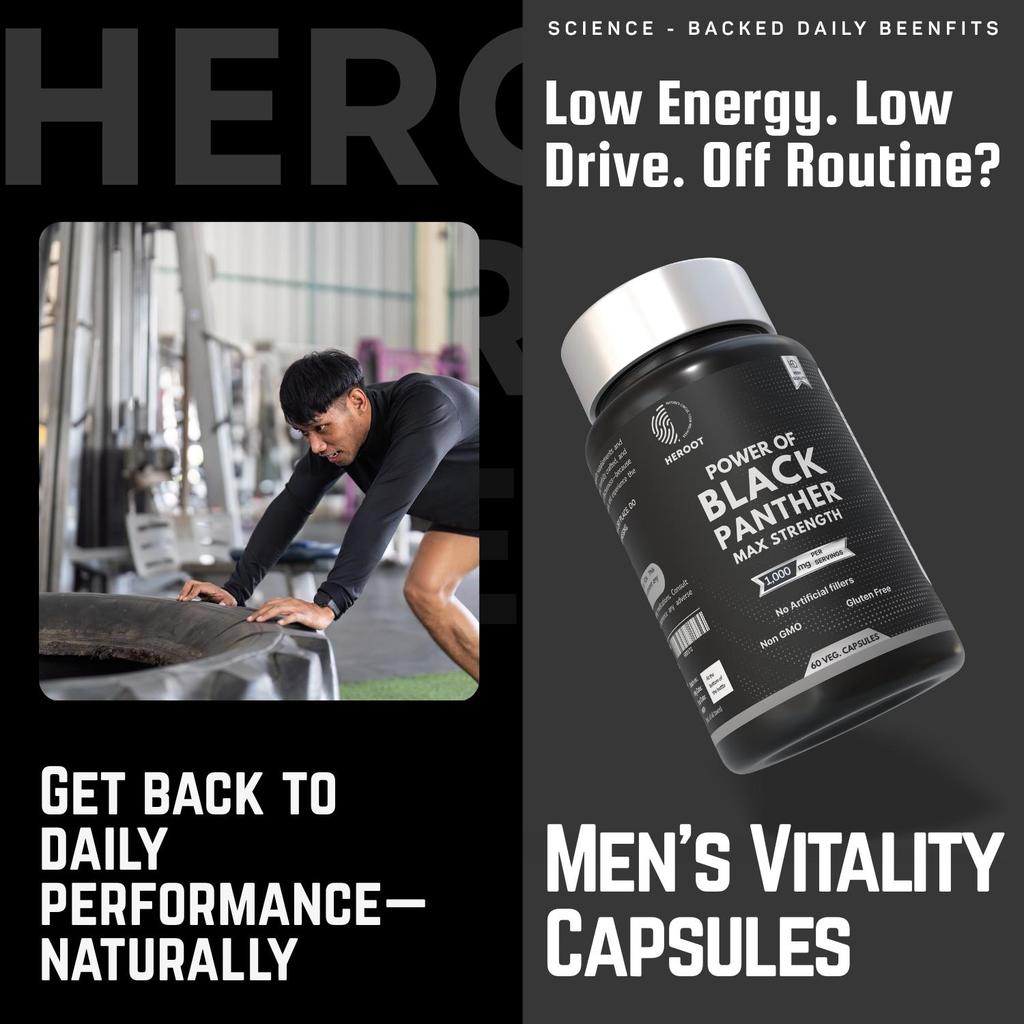 Power of Black Panther Herbal Blend Capsules | Botanical Formula | 60 Capsules