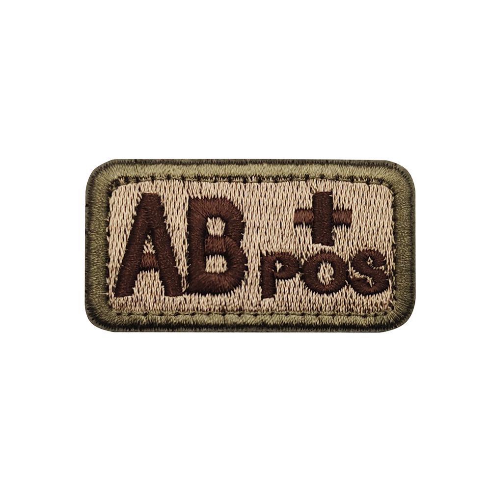 Embroidered Tactical Blood Type Velcro Patch for A, O, AB, POS, NEG Identification