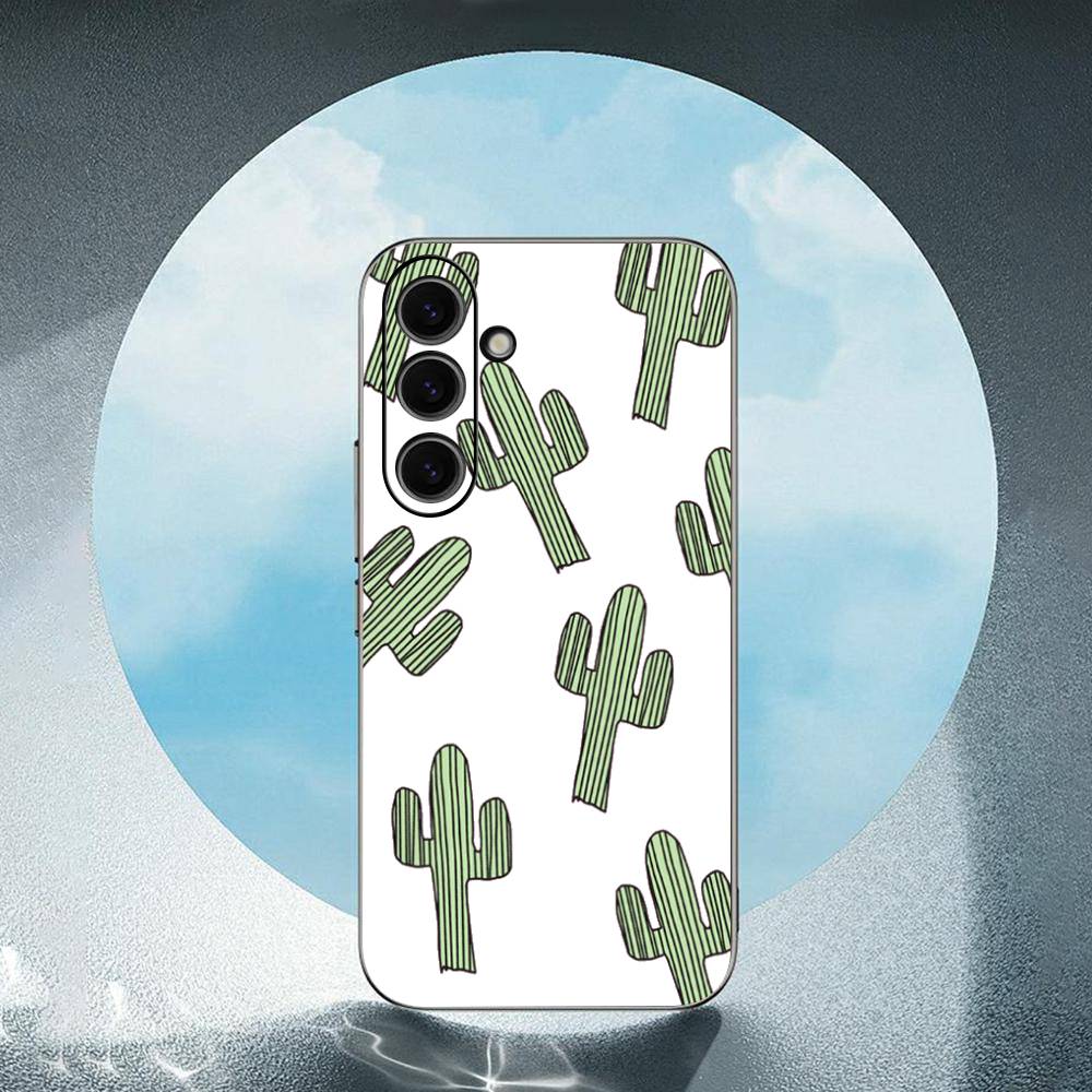 Cute Cactus Luxury Black Phone Case For Samsung Galaxy S23 S24 S25 Ultra S22 Plus S21