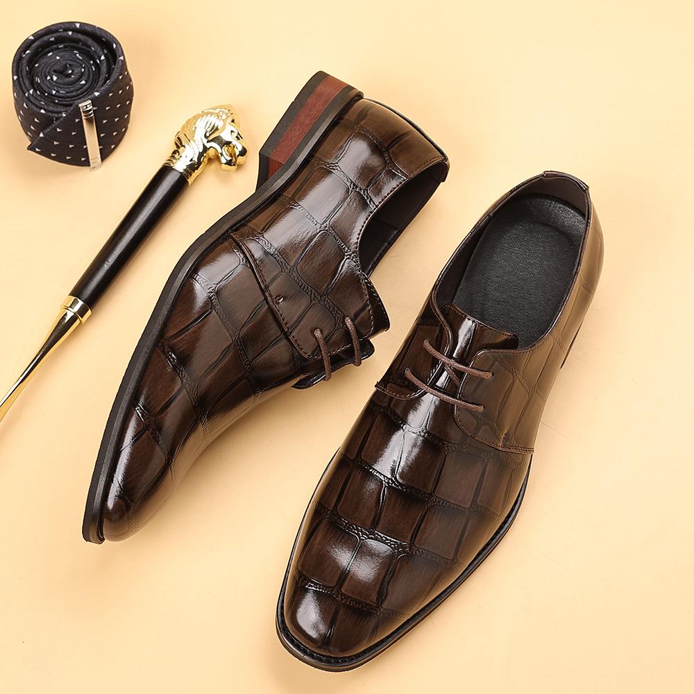 Fashion Outdoor Men's leather shoes business formal casual shoes spring breathable checkered pattern large size men's shoes Comfortable shoes