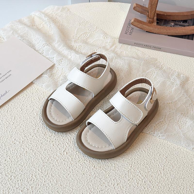 

Girls New Style Flip-flops for Casual Wear, Boys Magic Fastener Soft-soled Beach Shoes 21 бежевый