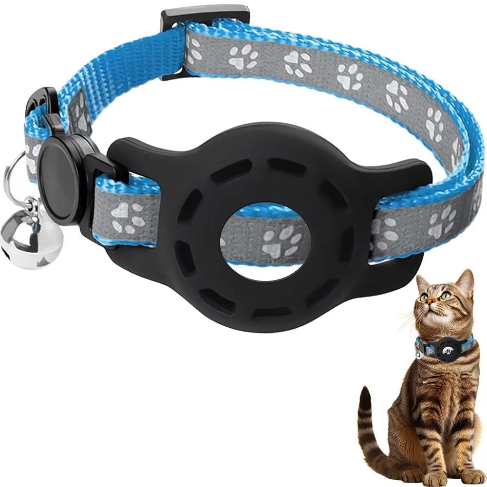 With Bells Cat Collar Safety Buckle Adjustable For Airtag Case Anti-Lost Reflective Strips Pet Tracker Collar for AirTag
