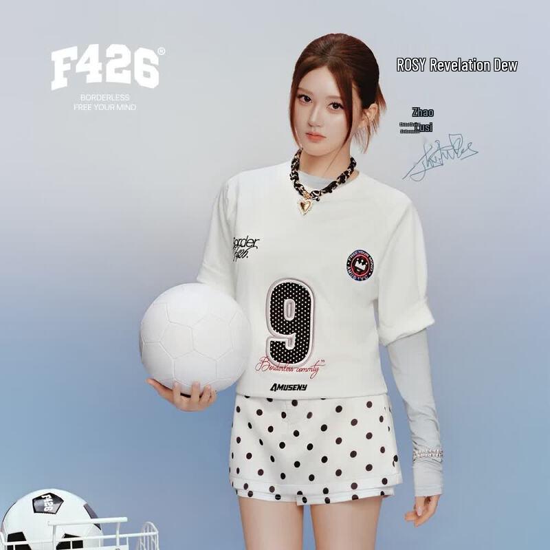 F426 Cooling Quick-Dry Polka Dot Letter T-Shirt (Zhao Lusi Pick) S фото