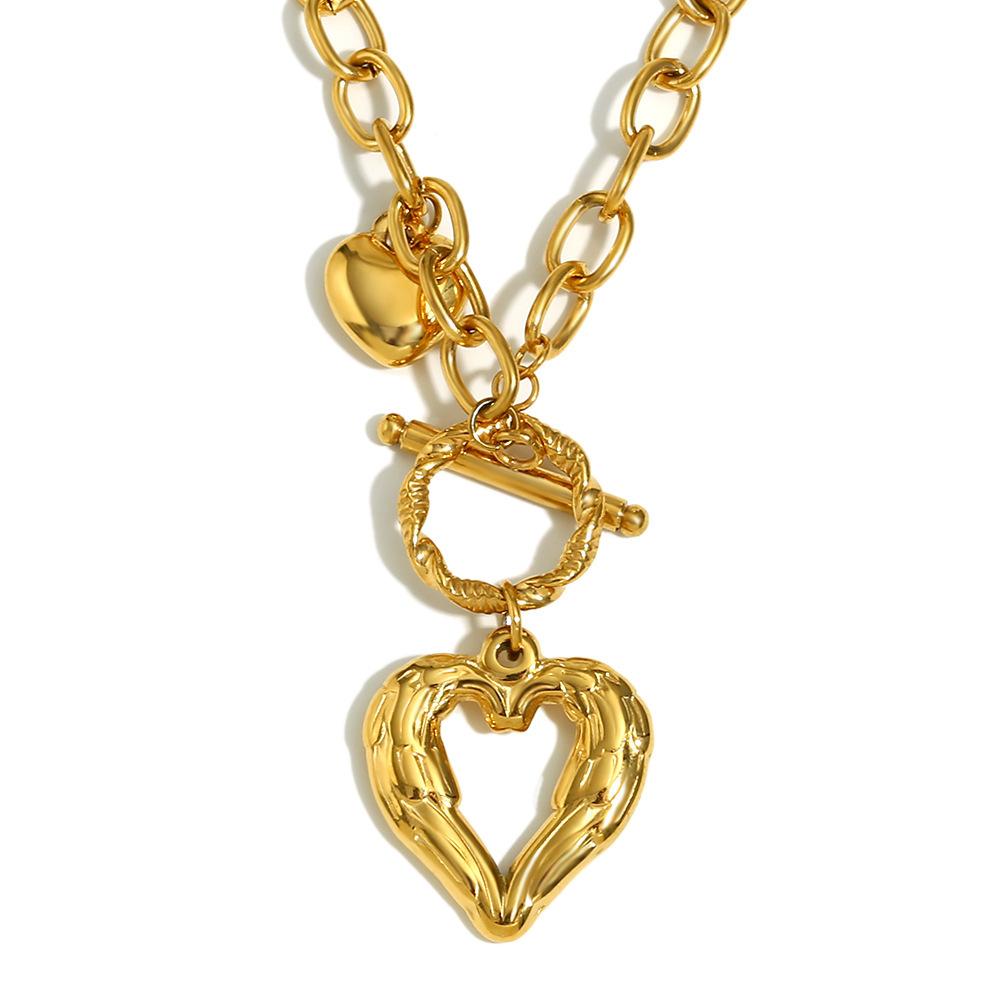 

Hot Sale Creative OT Buckle Chain Heart Charms Necklace Jewelry for Women Stainless Steel Necklaces золотой