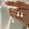 Elegant Pearls/Heart Jewelry Set For Women Dainty Necklace And Earrings Accessories For Weddings Parties Daily Wear