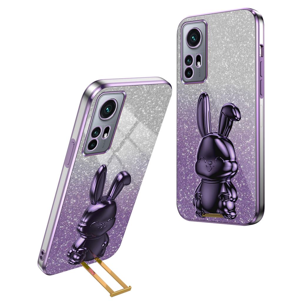 For Xiaomi 12 Pro 5G/12S Pro 5G/12 Pro (Dimensity) 5G PC+TPU Phone Case Cute Rabbit Pull-out Kickstand Cover