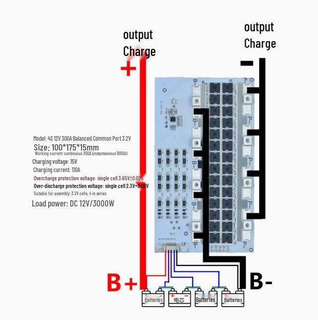 12V Lithium Battery Protection Board: 3-4 Series, High Current Equalization (100A, 200A, 300A), 3.2V Lithium Iron Compatibility.