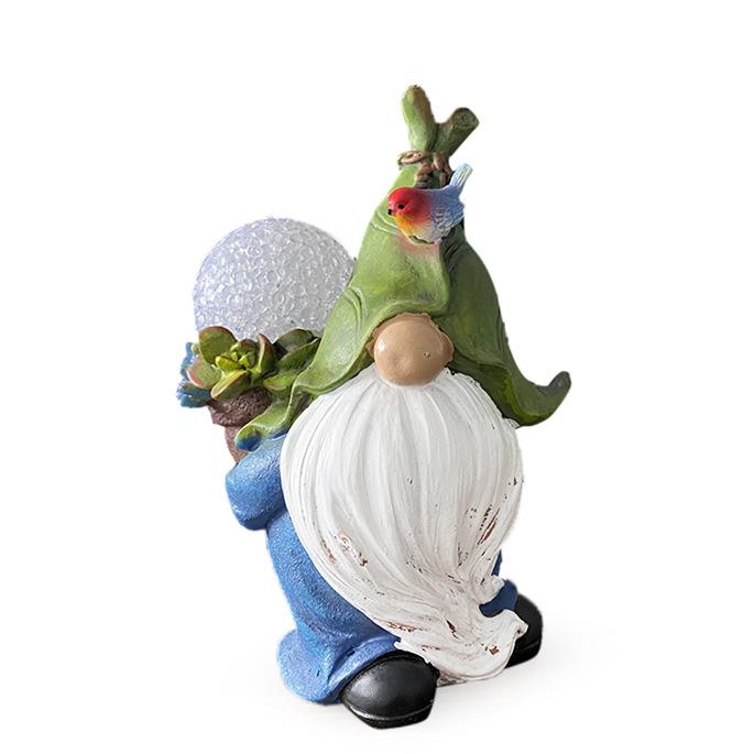Outdoor Solar Powered Courtyard Gnome Statue Garden Decoration Ornaments Resin Crafts Goblin Dwarf