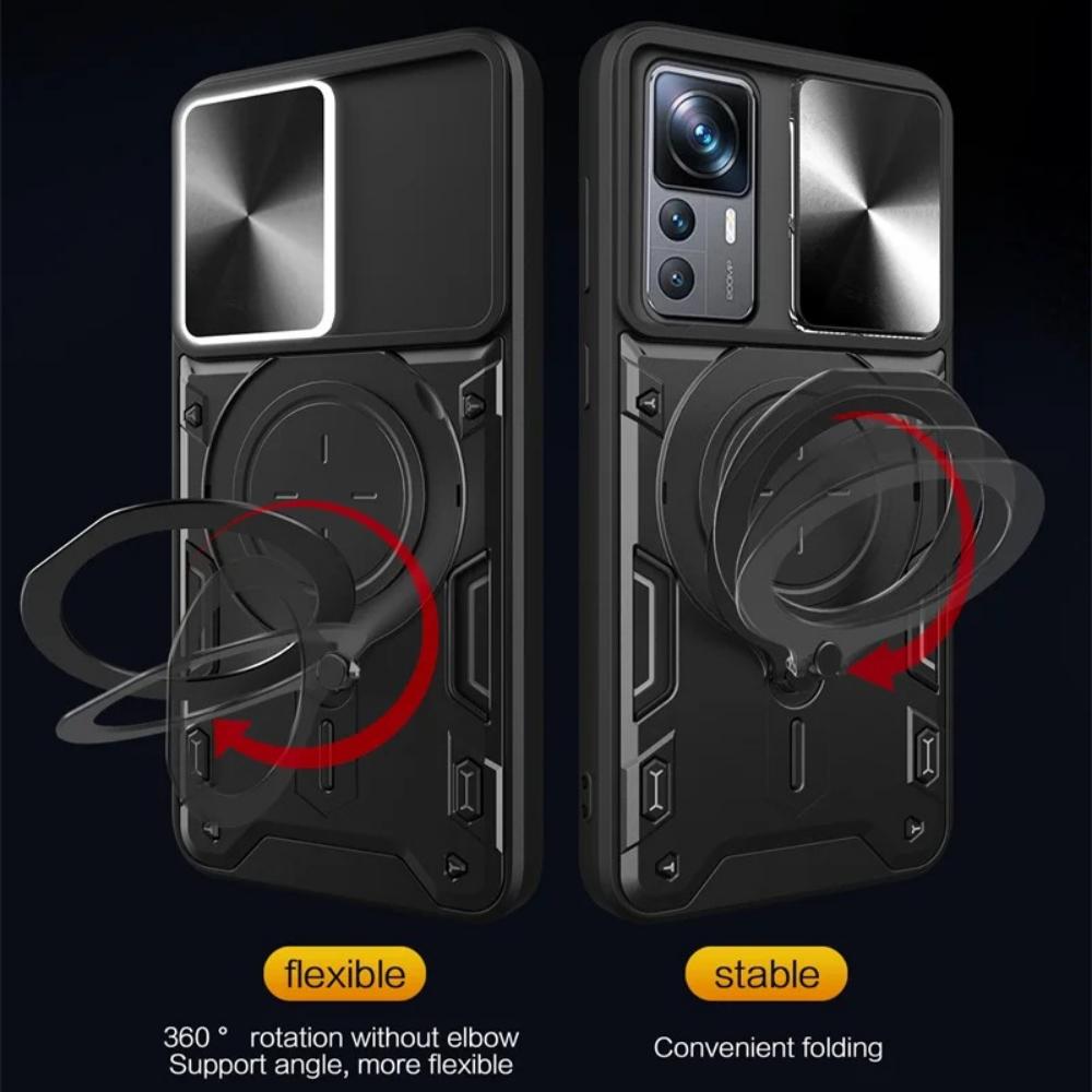 For Xiaomi 12T Pro Case Shockproof Armor Slide Camera Protect Coque For Xiaomi Mi12T Mi 12T 12 T Pro Xiaomi12T Ring Holder Cover